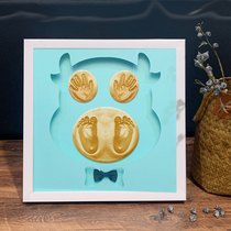 2021 New Year of the Ox baby hand and foot print baby souvenir full moon hand and foot print mold 100 days hand print pad photo frame