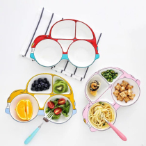 SwanLace good things to share Colorful high temperature ceramic childrens car shape grid plate Food plate