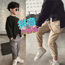 Childrens Western pants Boys Inlenty Wind autumn Winter new plus suede Leisure Korean version Trend Ocean Gas Relaxed Baby Pants
