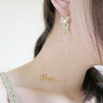 Small Jasmine-Three-in-one Grass Original Natural Freshwater Pearl Olive Stone American 14k Bag Gold Show Gas Flow Suearrings