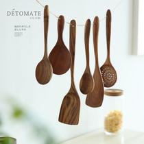 Fried Wood shovel non-stick pan special wooden spoon non-lacquered solid wood household kitchen utensils Wood spatula colander soup spoon