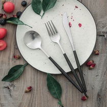 Knife and fork spoon steak knife western fork set Portuguese design black silver stainless steel tableware