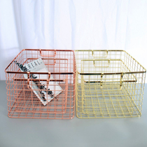 A different relationship Nordic iron grid storage basket file basket dirty clothes desktop magazine storage basket decoration