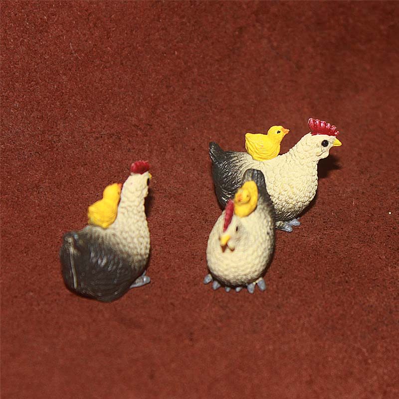 safari 仿真农场动物模型玩具场景摆件 黄母鸡背小鸡