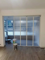 Custom set to make extremely simple narrow side suspension rail folding door ultra white Changhong glass hanging door screen glass aluminium alloy door