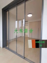 Upper and lower rail ground rail moving door mercurial grey sliding door aluminium alloy glass Pole simple narrow frame grey sliding door