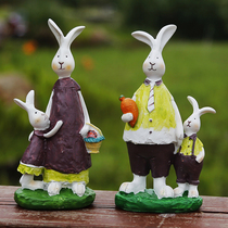 Rabbit ornaments Outdoor garden garden decoration Resin crafts Home creative personality Cute small animal gifts