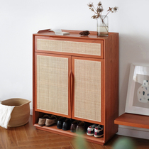 Yizhou building material collection looking forward to the shoe cabinet rattan Japanese ultra-thin porch cabinet entrance hall dining side cabinet storage small apartment