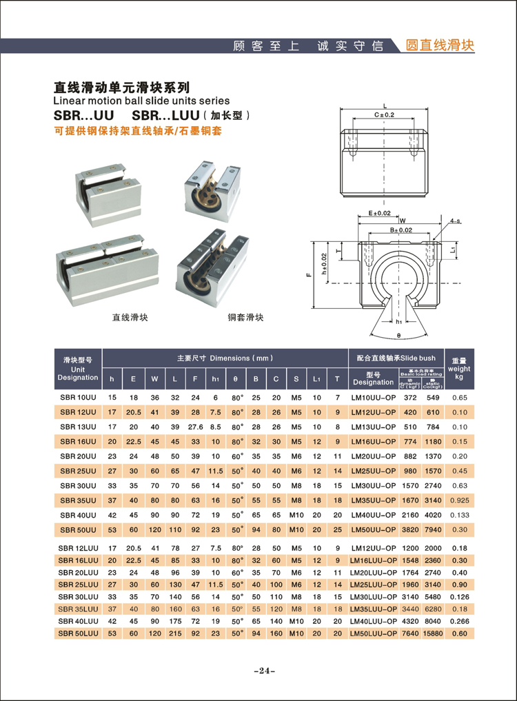 直线导轨滑块滑轨sbr20光轴圆柱轨道木工切割推台锯定位锁紧滑道
