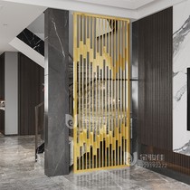 Stainless steel screen new Chinese living room partition porch entrance rose titanium simple home folding mobile bedroom window flower