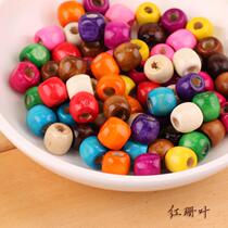 diy jewelry accessories children beaded big hole beads color wood beads scattered beads catcher dream net beam 12MM color wood