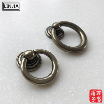 Green bronze European-style antique retro wardrobe door drawer round handle Simple furniture pastoral ring handle 1118