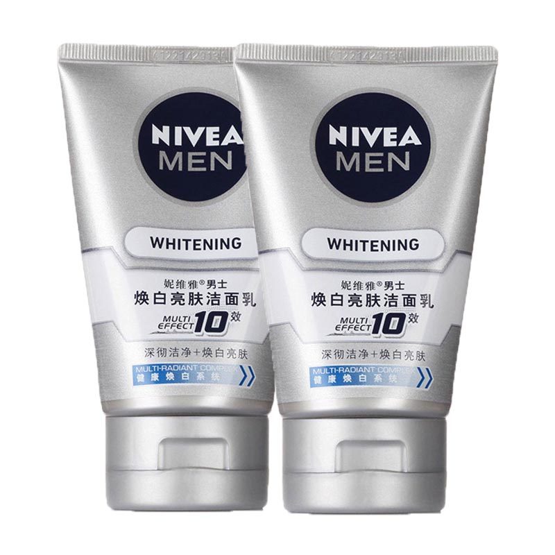 妮维雅男士洗面奶焕白亮肤100g*2支装每支28元提亮肤色 控油保湿_7折