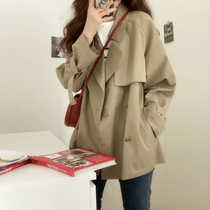 2021 New trench coat women spring autumn coat fashion temperament short small khaki early autumn