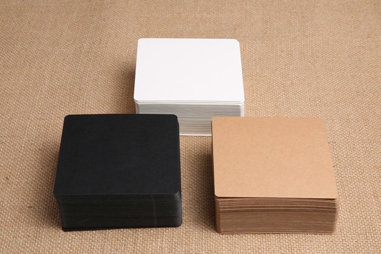 圆角小卡片 牛皮纸空白明信片 手写空白卡片 纸卡 留言卡 单