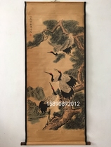 Antique painting celebrity calligraphy painting Chinese painting flower and bird living room decoration painting scroll painting Zhongtang painting four cranes