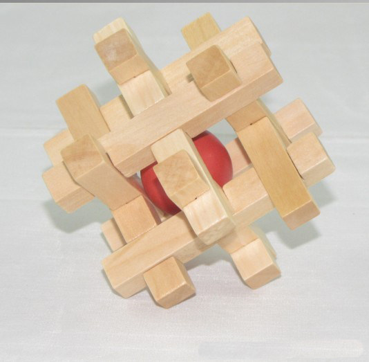 实木环环相扣宝宝玩具木制孔明锁巧解鲁班锁益智笼中取珠鲁班锁球