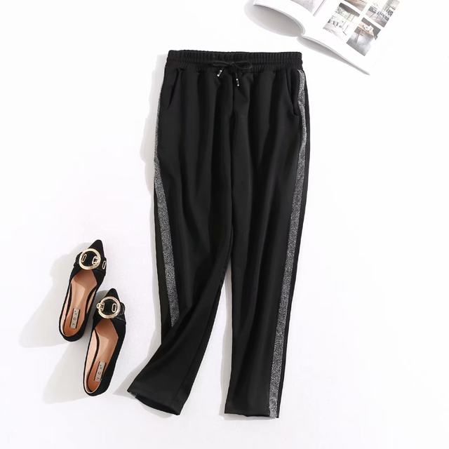 T8102 fat girl extra large size cropped pants 260 pounds summer cropped pants elastic high waist loose slimming elastic