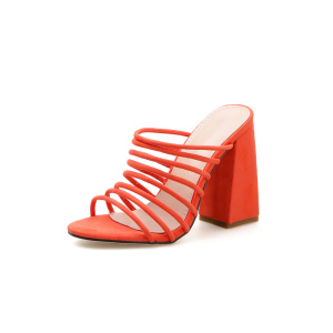 Fine-ribbon Roman Shoes Rough-heeled High-heeled Sandals 