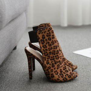 Sandals Sexy Leopard Print Roman shoes elastic belt high heels