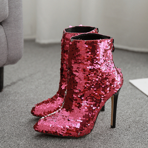 Rainbow Sequin women’s boots European and American star high heels