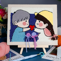 Russian poke embroidery diy hand embroidered material needle children beginner poke music wool painting decoration