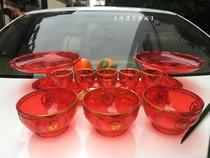 For Buddhas Caiotto Five Lions Holy water glasses Bowl Fruit Tray Buddha Buddha Hall Supplies for a disc gondote tray for a cup red kit