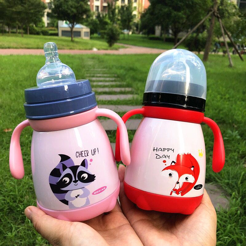 baby 304 stainless steel heat preservation milk bottle general wide caliber anti flatulence and anti falling baby heat preservation cup