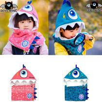 DevilWing little demon childrens hat men and women baby warm plus velvet ear cap collar one suit