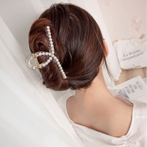 Net red hair clip back of the head transparent shower hair grab clip Female bath grab clip Pearl hair accessories tie hair jewelry temperament