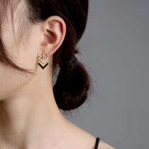 Square earrings 2021 new trend sterling silver geometric diamond-set diamond earrings temperament high atmosphere silver earrings for women