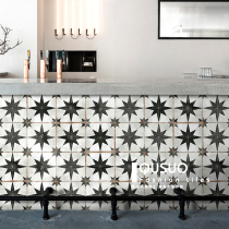 Fun retro black and white tiles ins net celebrity Restaurant Kitchen bathroom tiles Balcony tiles Bathroom floor tiles