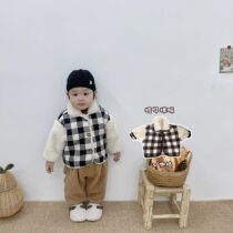 Newborn winter fashion Korean version of mens baby winter Lamb hair stitching coat short childrens coat