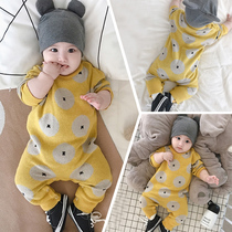 Net red baby autumn clothes out of one-piece coat One-year-old baby knitted climbing clothes Newborn tide clothes Children sweater