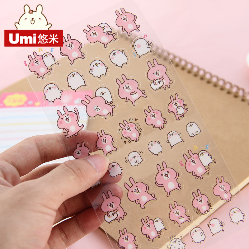 umi创意小兔贴纸卡通手机儿童贴纸日记相册diy手帐本子小贴画