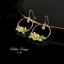 High-end sense of European and American enamel color personality earrings feminine temperament wild ear hook fashion niche thin earrings 3010