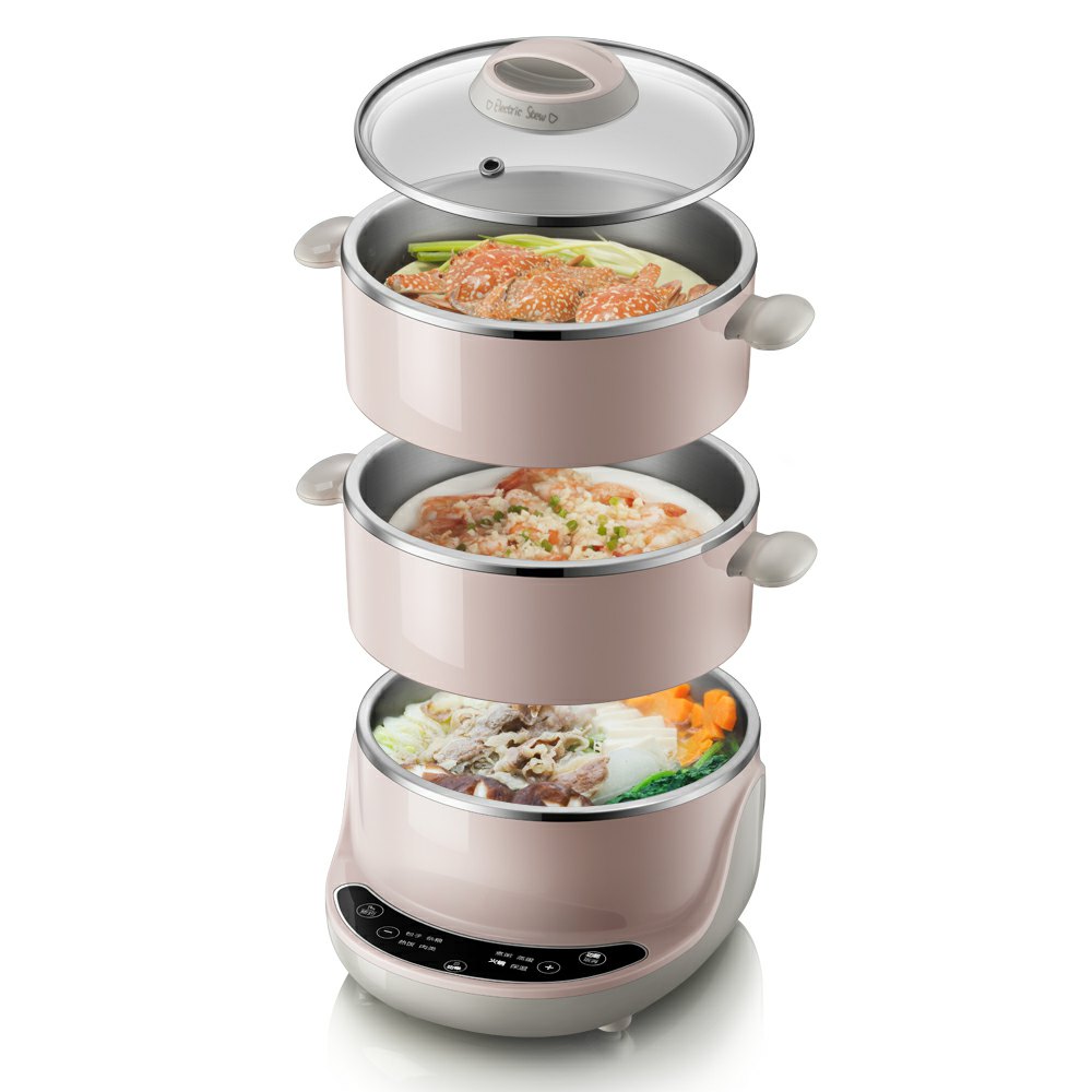 bear electric steamer multifunctional household large-capacity 304 stainless steel electric steamer multi-layer intelligent vegetable steamer