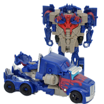 Deformed toy King Kong one step transformed into Optimus Wasp car robot boy dinosaur police car model