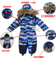 Baby one-piece ski clothes boy thick winter children double down pants set children Women 1-6 years old skiing