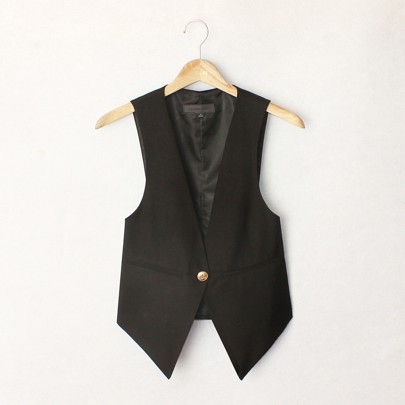 Korean Version Pop in short version of waistcoat Waistcoat Simplicity Fashion A Grain button Supper body Slim Pure Color Suit Horse Pinch Woman Spring Autumn