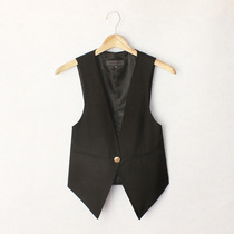 Korean version of the popular short vest simple fashion one button slim slim solid color suit horse clip female spring and autumn