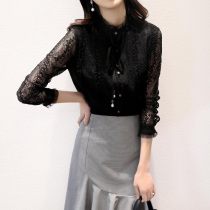 Sandro Svpr is too elegant and feminine. 2021 autumn new thin foreign lace hollow