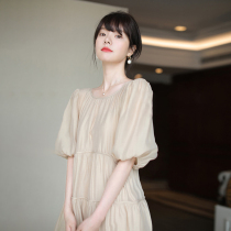 Sandro Svpr Blister Sleeves Dress Woman 2022 Summer new loose Waist display slim temperament A word dress