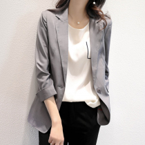 Sandro Svpr gray suit jacket 2022 spring new seven-point sleeve one-button thin suit