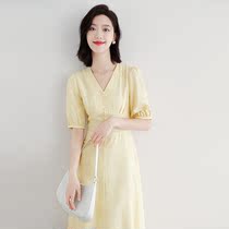 Sandro Svpr Andromeda dress 2022 Summer new thin style cashew slim temperament long dress