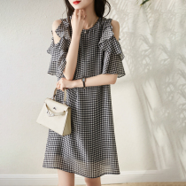 Sandro Svpr genuine silk mulberry silk dress for women 2022 Summer new French style retro-shoulder A-style dress