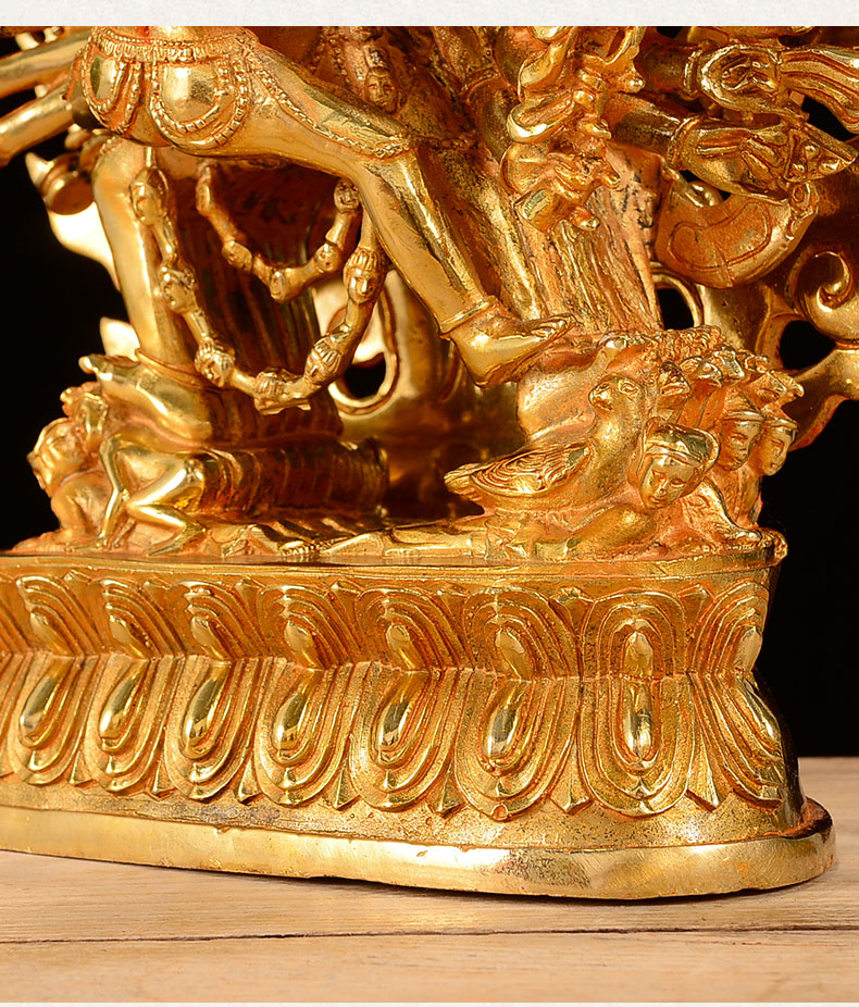 佛缘汇 铜大威德佛像藏传佛教10寸全鎏金双身莲花底座居家摆件