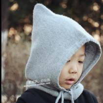 TT suede male and female child parent-child with pure cashmere hat surrounding the neck integrated soft and warm