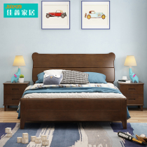 Nordic double bed Bedroom storage bed Wedding bed Economical childrens air pressure high box bed Cypress solid wood bed