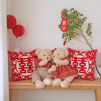 Wedding bed doll a pair of doll bedside golden boy Jade Girl Wedding car cute doll wedding wedding gift bear big